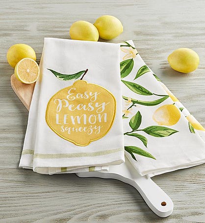 Spring Lemon Kitchen Towels Set of 2 